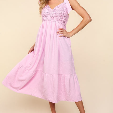 Haptics Crochet Lace Ruffle Hem Cami Midi Dress