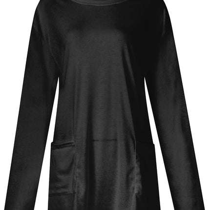 Full Size Pocketed Round Neck Long Sleeve T-Shirt