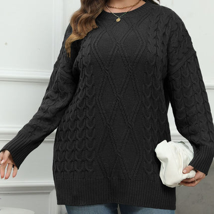 Plus Size Round Neck Long Sleeve Sweater