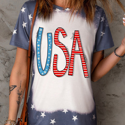 USA Round Neck Short Sleeve T-Shirt