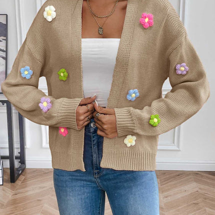 Floral Long Sleeve Open Front Cardigan