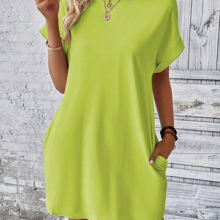 Round Neck Short Sleeve Mini Dress