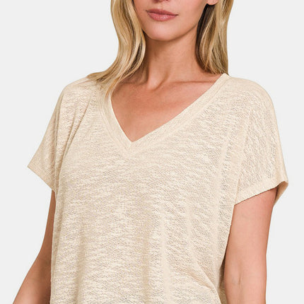 Zenana V-Neck Short Sleeve Crop T-Shirt