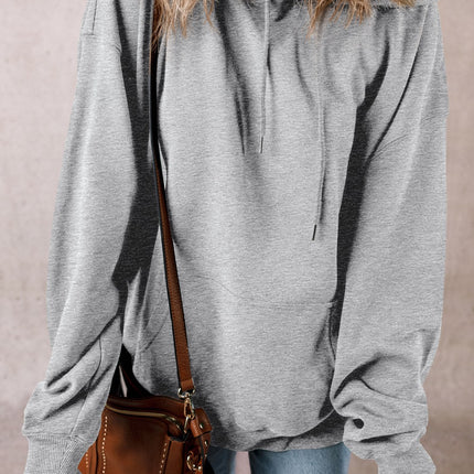 Drawstring Pocketed Long Sleeve Hoodie