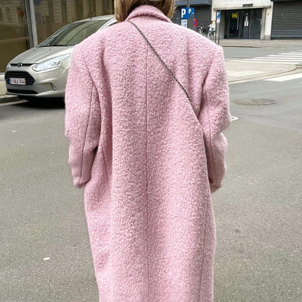 French Style Woolen Thick Lapel Coat Mid-length Coat