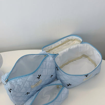 3 Piece Bow Quilted Cloth Storage Bag Set