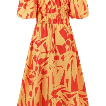 Printed Off-Shoulder Balloon Sleeve Dress