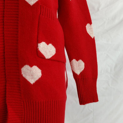 Heart Open Front Long Sleeve Cardigan