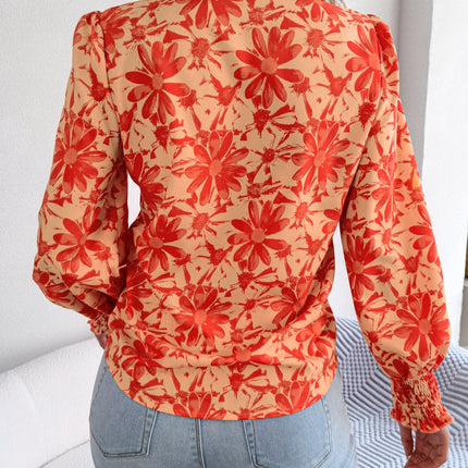 Floral Collared Neck Long Sleeve Shirt