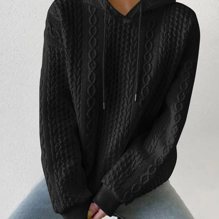 Drawstring Drop Shoulder Long Sleeve Hoodie