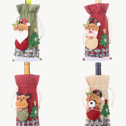 4-Pack Drawstring Christmas Wine Bottle Covers