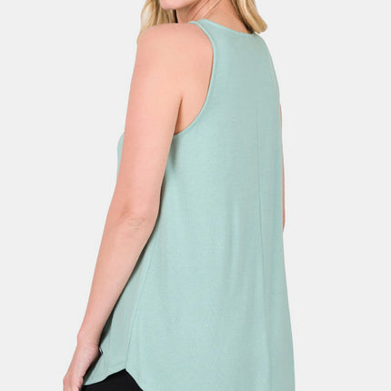 Zenana Round Neck Curved Hem Tank