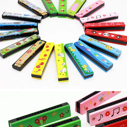 16 Holes Cute Harmonica Musical instrument Montessori Educational Toys Cartoon Pattern Kids Wind Instrument Children Gift Kids