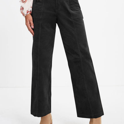 Half Elastic Waist Straight Pants