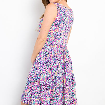 Be Stage Full Size Print Wrinkle Free Ruffled Dress