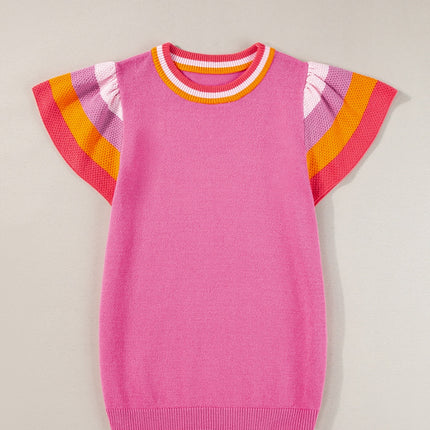 Color Block Round Neck Knit Top