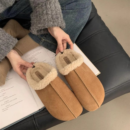 Thermal Fuzzy Round Toe Flat Slippers