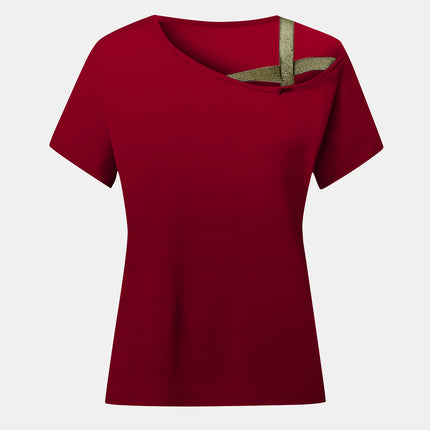 Asymmetrical Neck Short Sleeve T-Shirt