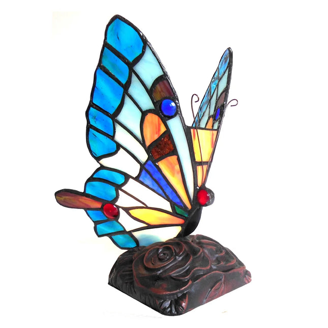 "KACY 5" Tiffany-style Butterfly 1 Light Accent Table Lamp 9" Tall