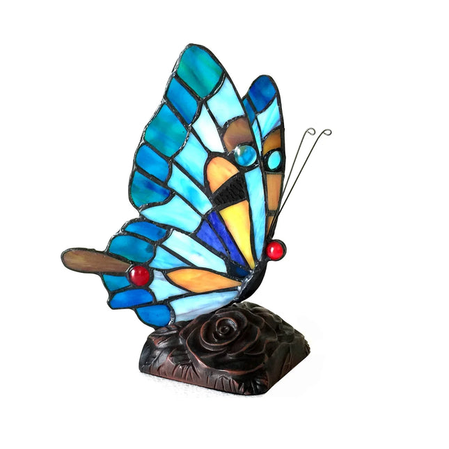 "KACY 5" Tiffany-style Butterfly 1 Light Accent Table Lamp 9" Tall