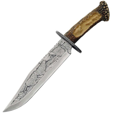 Bowie Knife w Display Wolf