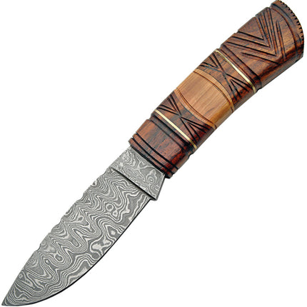 Fixed Blade Carved Wood Handle