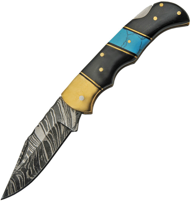 Lockback Horn/Turquoise