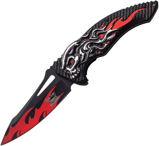 Skull Flame Linerlock A/O Red