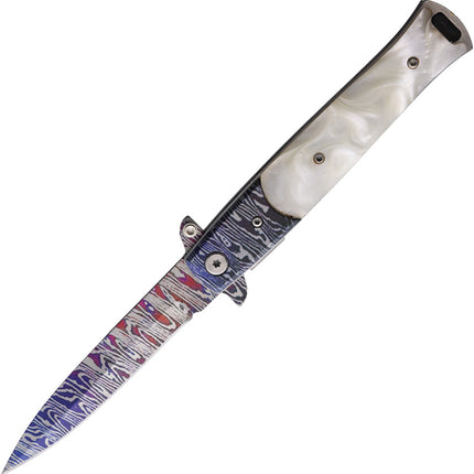 Damascus Etched Linerlock A/O