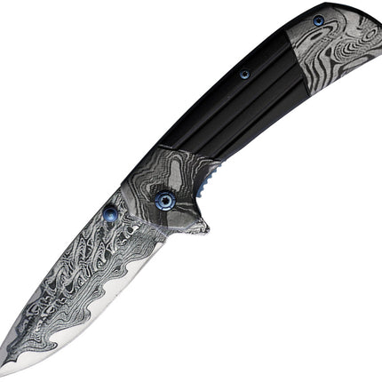 Damascus Etched Linerlock A/O