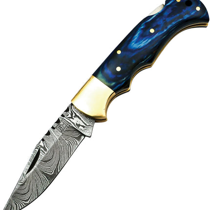Lockback Damascus Blue