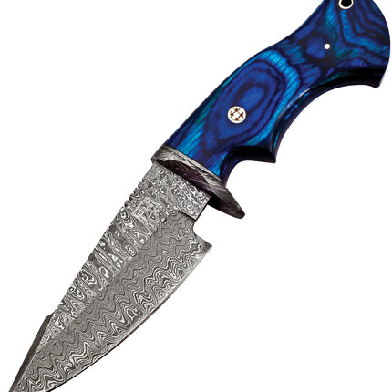 Fixed Blade Damascus Blue