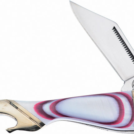 Leg Knife Red Swirl MOP
