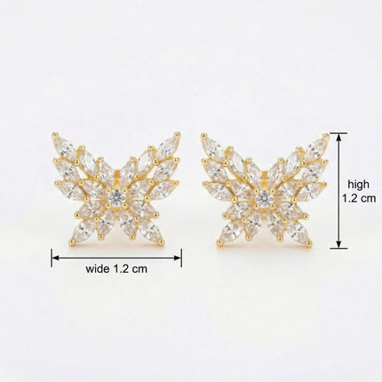 925 Sterling Silver Sparkling Butterfly Stud Earrings with Marquise Gemstone Wings - JewelryODM