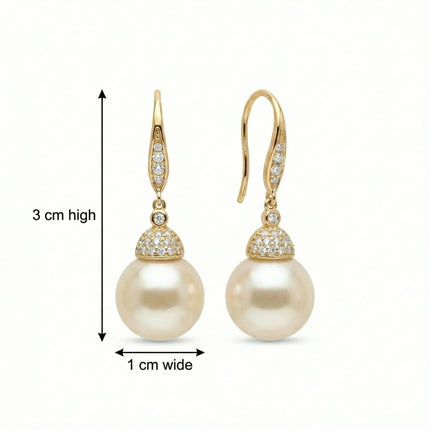 925 Sterling Silver Elegant Tahitian Black Pearl and Diamond Accented Drop Earrings - JewelryODM