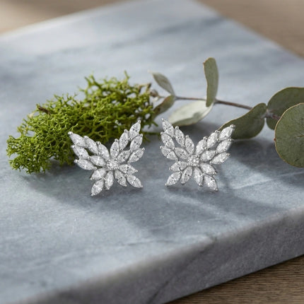 925 Sterling Silver Sparkling Marquise Cut Gemstone Butterfly Stud Earrings in Elegant Sterling Silver - JewelryODM