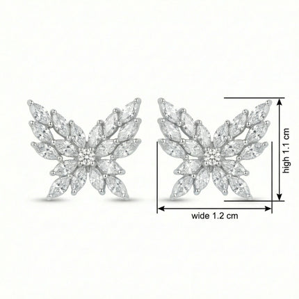 925 Sterling Silver Sparkling Marquise Cut Gemstone Butterfly Stud Earrings in Elegant Sterling Silver - JewelryODM