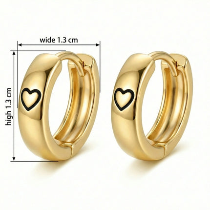 925 Sterling Silver Minimalist Heart Motif Huggie Earrings with Polished Metallic Finish - JewelryODM