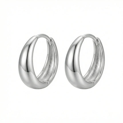 925 Sterling Silver Elegant Silver Overlapping Baguette Crystal Huggie Hoop Earrings - JewelryODM