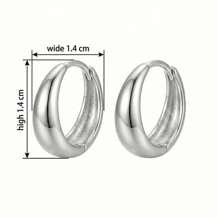 925 Sterling Silver Elegant Silver Overlapping Baguette Crystal Huggie Hoop Earrings - JewelryODM
