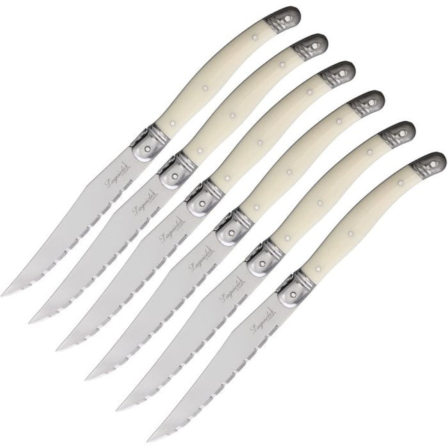 6 pc Steak Knife Set White