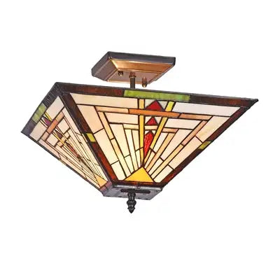 NORMAN Mission 2 Light Blackish Bronze Semi-flush Ceiling Fixture