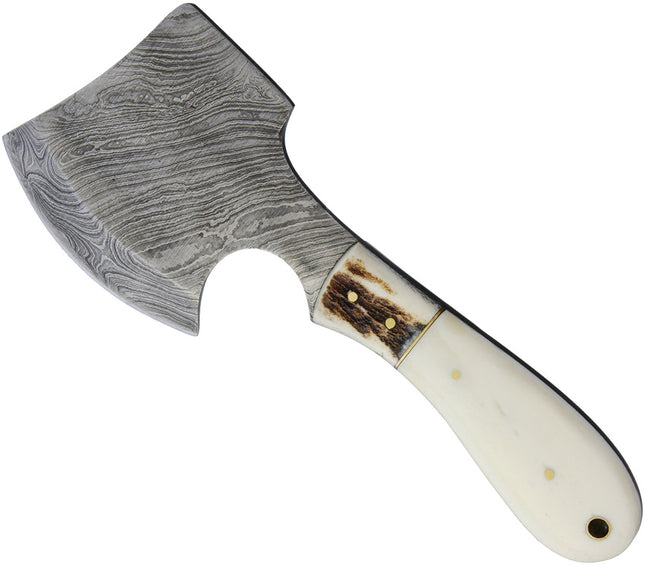 Damascus Hatchet Smooth Bone