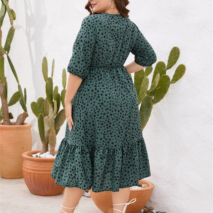 Sheath Dress Commute V Neck Half Sleeve Polka Dots Midi Dress Holiday