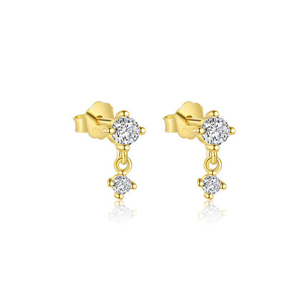 925 Sterling Silver Four-leaf Clover Earrings Dainty And Versatile Zircon Earring Set For Women
