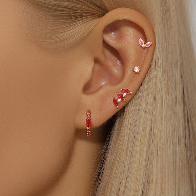 925 Sterling Silver Geometric Marquise Zircon Earring Set Basic And Versatile Hoop Earrings For Women