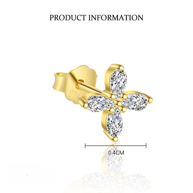 925 Sterling Silver Four-leaf Clover Earrings Dainty And Versatile Zircon Earring Set For Women