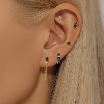 925 Sterling Silver Geometric Marquise Zircon Earring Set Basic And Versatile Hoop Earrings For Women