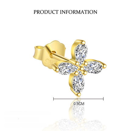925 Sterling Silver Four-leaf Clover Earrings Dainty And Versatile Zircon Earring Set For Women