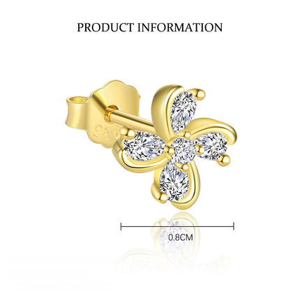 925 Sterling Silver Four-leaf Clover Earrings Dainty And Versatile Zircon Earring Set For Women